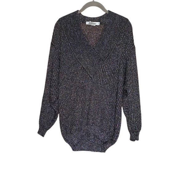 Vintage Malina Wong Size Medium Black & Gold Lurex Metallic Sweater Oversized - Picture 1 of 4